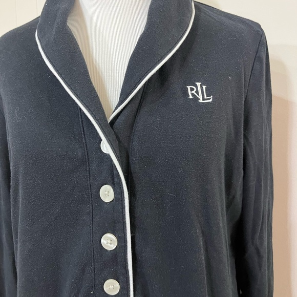 Ralph Lauren Midnight Black Pajama with Ivory Accents - Picture 2 of 5
